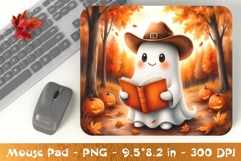 Cowboy Ghost Reading Book Mouse Pad PNG Product Image 1