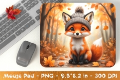 Fox in Knit Hat Autumn Mouse Pad Design Product Image 1