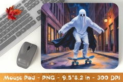Ghost on Skateboard City Mouse Pad Design Product Image 1