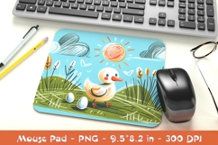 Playful Duckling in Pastel Hills Cartoon Sublimation Product Image 1