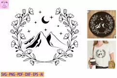 Floral Mountain Svg Flower svg, Floral Wreath Svg Product Image 1