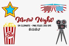Movie Night Clip Art, cinema graphic, cinema illustrations Product Image 1