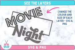 Movie Night Retro Quote SVG Cut File Expanded Layers 