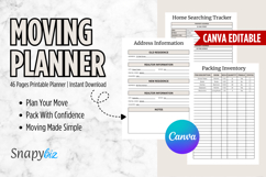 Canva Moving Checklist, Printable Planner PDF Product Image 5