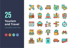 Tourism and Travel Icons Colored Line Product Image 2