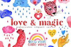 &quot;LOVE &amp; MAGIC&quot; Watercolor Clipart Set Product Image 1