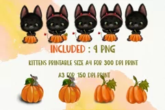 Halloween Black Cat PNG Clipart | Watercolor kitten gothic Product Image 2
