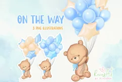 Bear with balloons PNG | Baby bear sublimation | Balloons Product Image 1