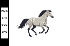 Running dapple gray horse with flowing black mane and tail v Product Image 1