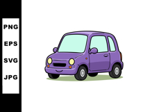 Purple compact car cartoon vector illustration with smiling Product Image 1