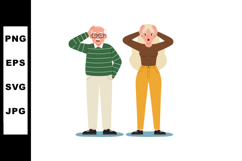 Elderly man and young woman surprised expression vector illu Product Image 1