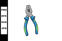 Pliers tool with blue and green handles for gripping and cut Product Image 1