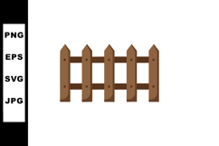 Wooden fence illustration with brown vertical planks and hor Product Image 1