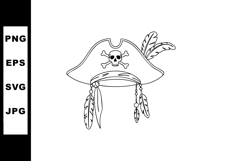 Pirate hat with skull and crossbones and feathers vector ill Product Image 1