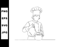 Chef Cooking with Ladle Stirring Soup in Pot Vector Illustra Product Image 1