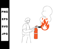 Person Using Fire Extinguisher to Put Out Flames Safety Acti Product Image 1