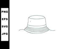 Bucket hat simple line art vector minimalistic fashion acces Product Image 1