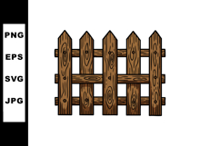 Wooden Fence Section Natural Brown Wood Planks Vector Illust Product Image 1