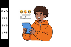 Young person adjusting emoji reactions on digital tablet wit Product Image 1