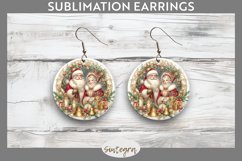 Mr and Mrs Santa Claus Christmas Round Earrings Sublimation Product Image 1