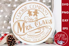 Christmas Round Sign Svg, Mrs. Claus Cookies Door Hanger Product Image 1