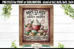 Mrs Claus Sweet Shoppe Sublimation Design | Vintage Sign PNG Product Image 2