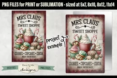 Mrs Claus Sweet Shoppe Sublimation Design | Vintage Sign PNG Product Image 3