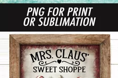 Mrs Claus Sweet Shoppe Sublimation Design | Vintage Sign PNG Product Image 4