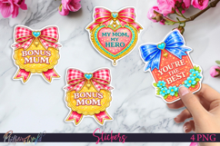 Cute Mother’s Day Floral Stickers | Bonus Mom | My hero Product Image 1