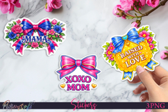 Cute Mother’s Day Floral Stickers | Xoxo Mom | Mama Product Image 1