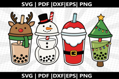 Boba Christmas tea cricut Silhouette,kids Shirt ,Cut Product Image 1