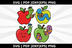 Worm in Apple cricut Silhouette,kids Shirt ,Cut Product Image 2