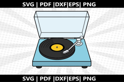 Record Player &amp; Vinyl cricut Silhouette,kids Shirt Product Image 2