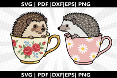 Hedgehog in Teacup cricut Silhouette,kids Shirt ,Cut Product Image 1