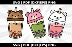 Boba Bear tea cricut Silhouette,kids Shirt ,Cute Svg, Product Image 2