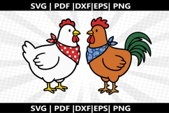 Chicken with Bandana cricut Silhouette,kids Shirt ,Cut Product Image 2