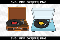 Record Player &amp; Vinyl cricut Silhouette,kids Shirt Product Image 1