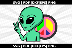 Alien Peace cricut Silhouette,kids Shirt ,Cut Product Image 2