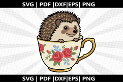 Hedgehog in Teacup cricut Silhouette,kids Shirt ,Cut Product Image 2