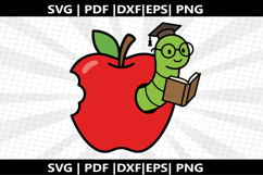 Worm in Apple cricut Silhouette,kids Shirt ,Cut Product Image 1