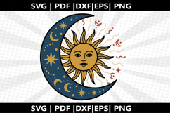 Sun &amp; Moon Celestial style cricut Silhouette,kids Shirt Product Image 2