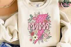 Mama Floral Lightning Bolt PNG, Pink Leopard Mom Sublimation Product Image 3