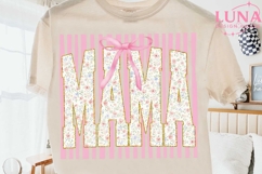Mama Floral Bow Pink Stripes PNG, Coquette Mama PNG, Mother' Product Image 2