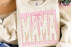 Mama Floral Bow Pink Stripes PNG, Coquette Mama PNG, Mother' Product Image 3