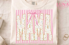 Mama Floral Bow Pink Stripes PNG, Coquette Mama PNG, Mother' Product Image 4