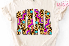 Mama Leopard Print PNG, Retro Mama PNG, Neon Cheetah Sublimation Product Image 5