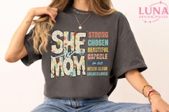 She Is Mom Floral Bible Verse PNG, Christian Mom Sublimation Product Image 3