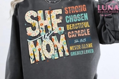 She Is Mom Floral Bible Verse PNG, Christian Mom Sublimation Product Image 4