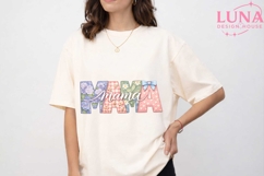 Mama Floral Patchwork PNG, Mother's Day Sublimation Design P Product Image 1