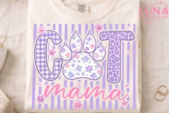 Cat Mama Floral Paw Print PNG, Cat Mom Sublimation, Pet Love Product Image 3